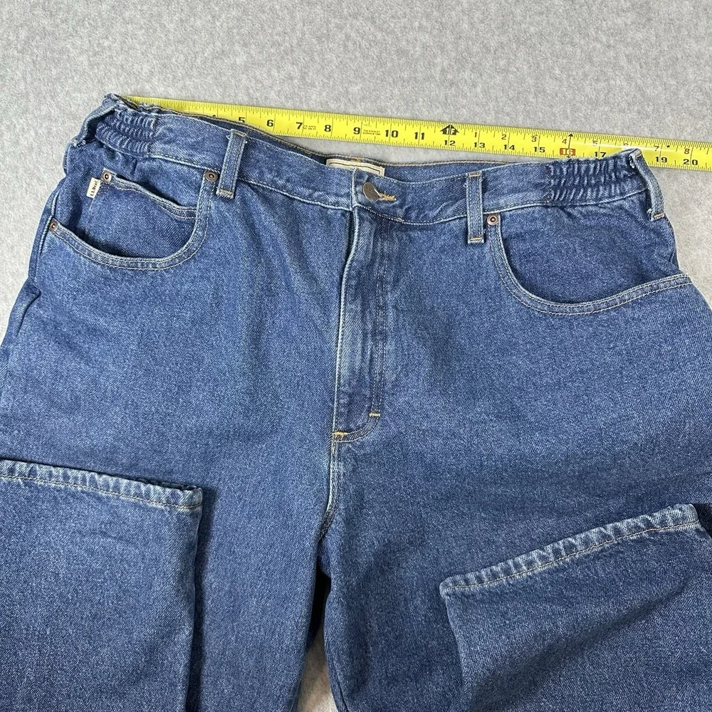 LL Bean Men's Flannel Lined Vintage 90s Jeans 36x30 Elastic Waist Workwear Warm